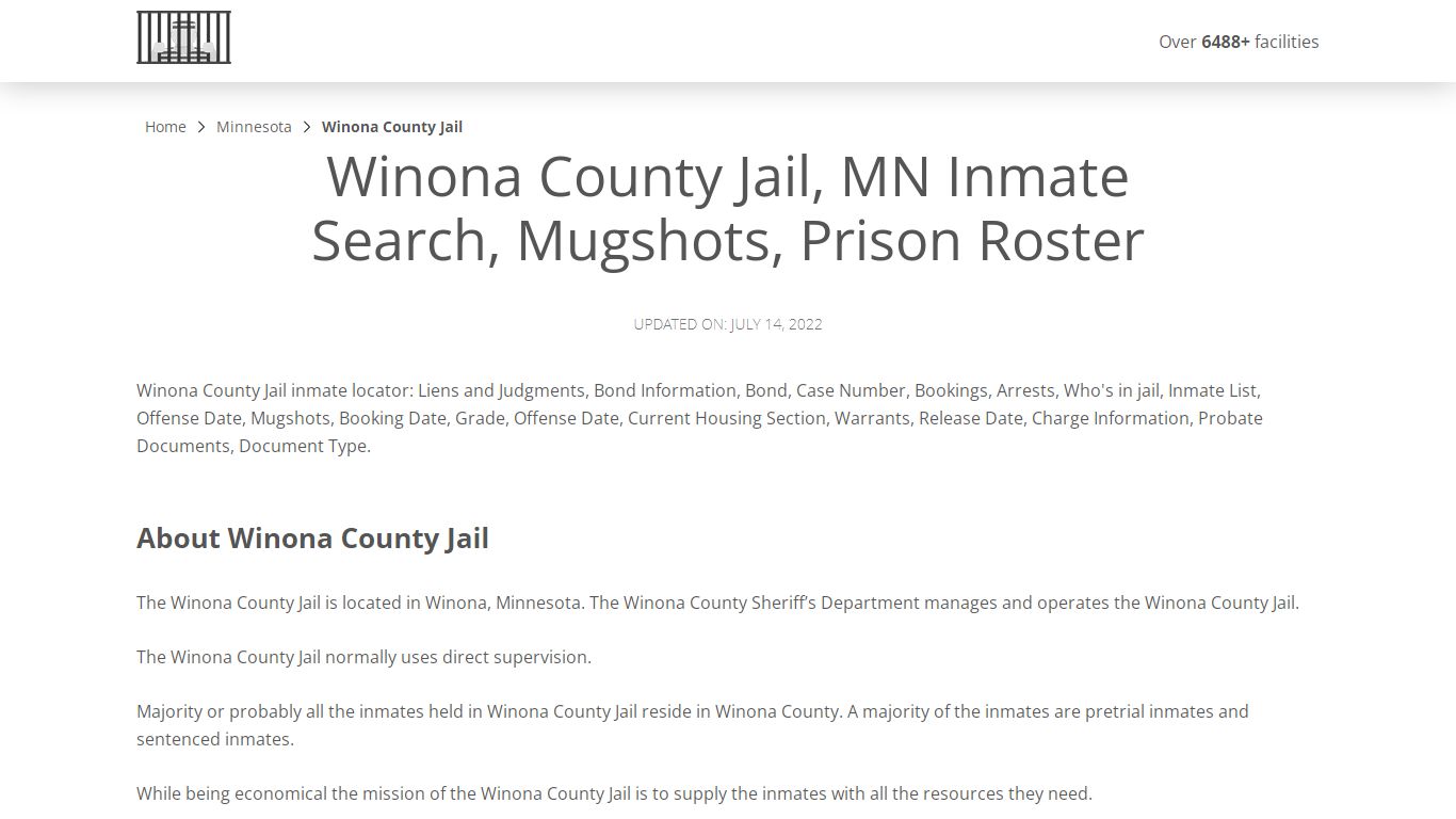 Winona County Jail, MN Inmate Search, Mugshots, Prison Roster